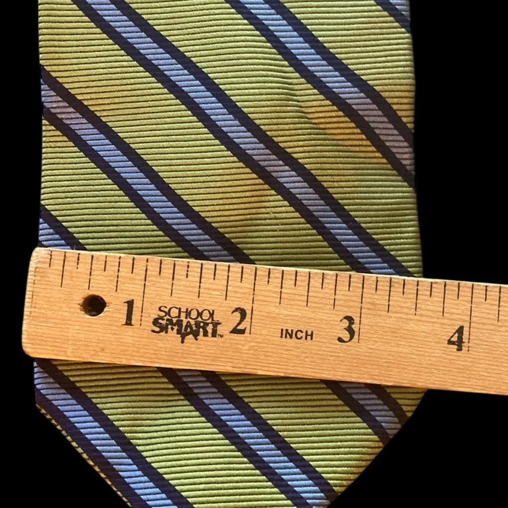Brooks Brothers All Silk Woven Olive Green and Blue Striped Tie